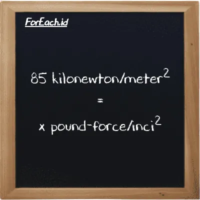 Contoh konversi kilonewton/meter<sup>2</sup> ke pound-force/inci<sup>2</sup> (kN/m<sup>2</sup> ke lbf/in<sup>2</sup>)